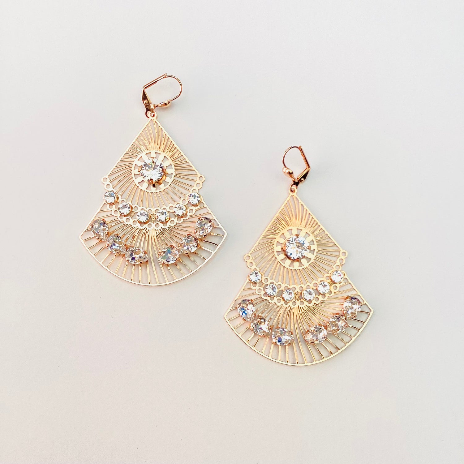 Boho Chandlier Earring in Crystal/Rose Gold Metal