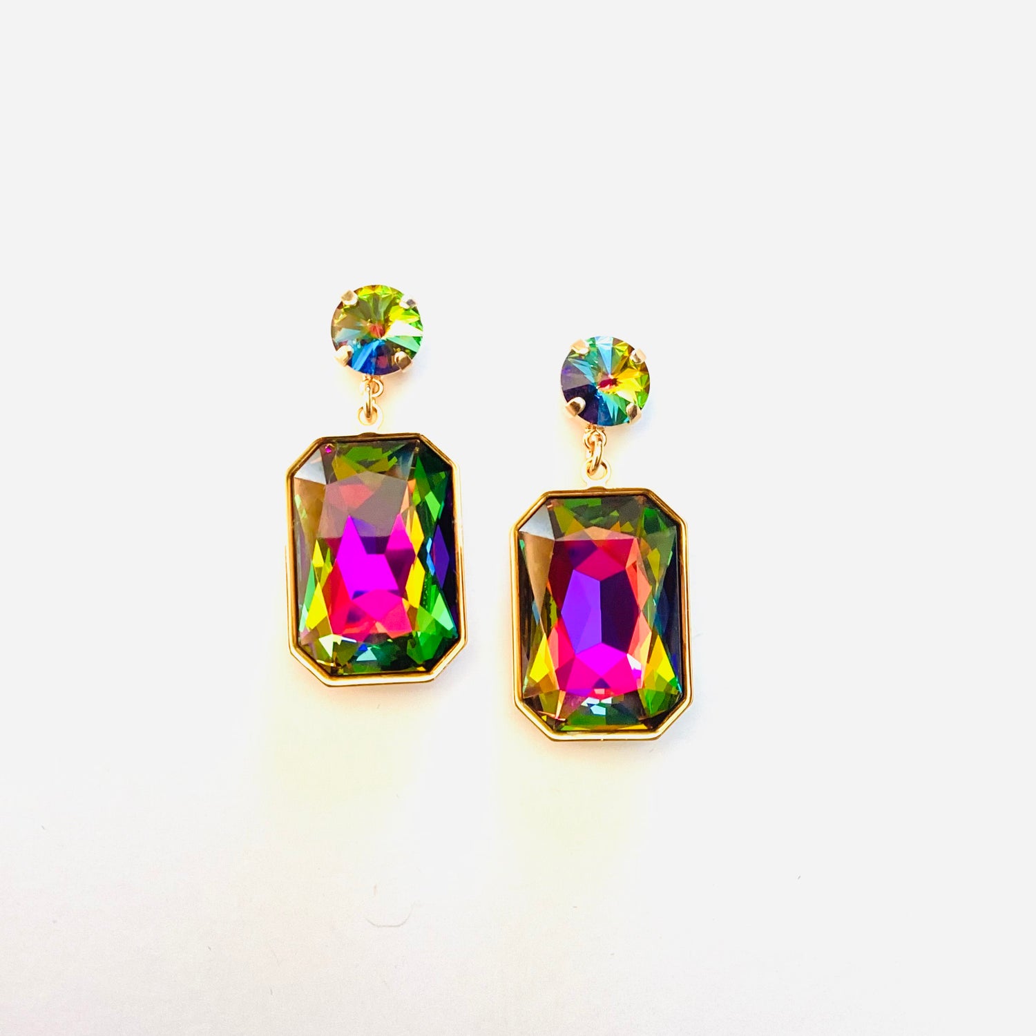 Statement Rectangle Earrings in Vitrail Medium/Gold