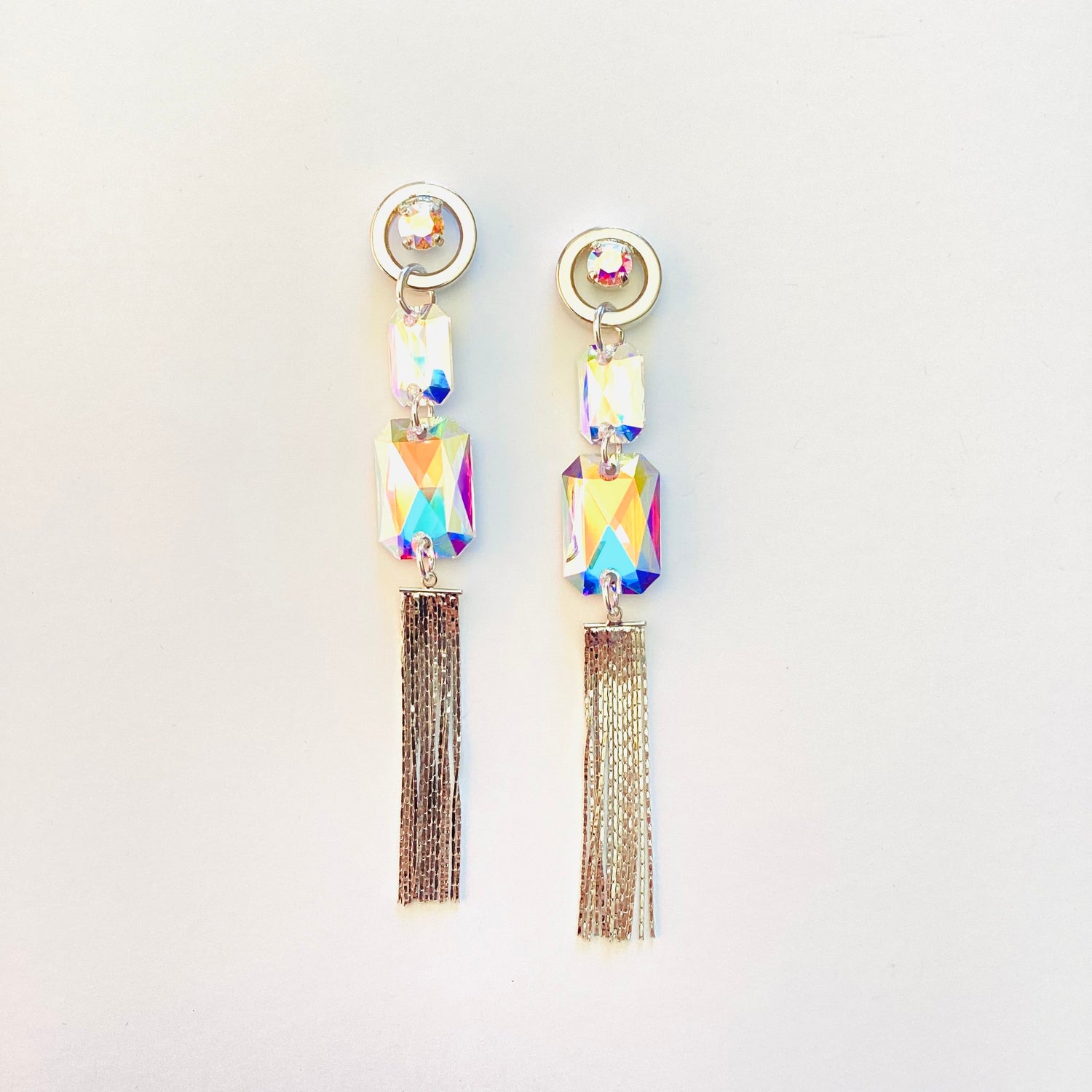 Aurora Fringe Earrings in Crystal AB