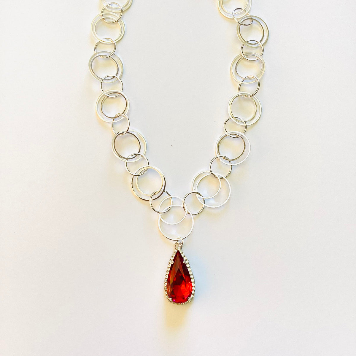 Loopy Statement Pendant Necklace in Scarlet - KaraMarie