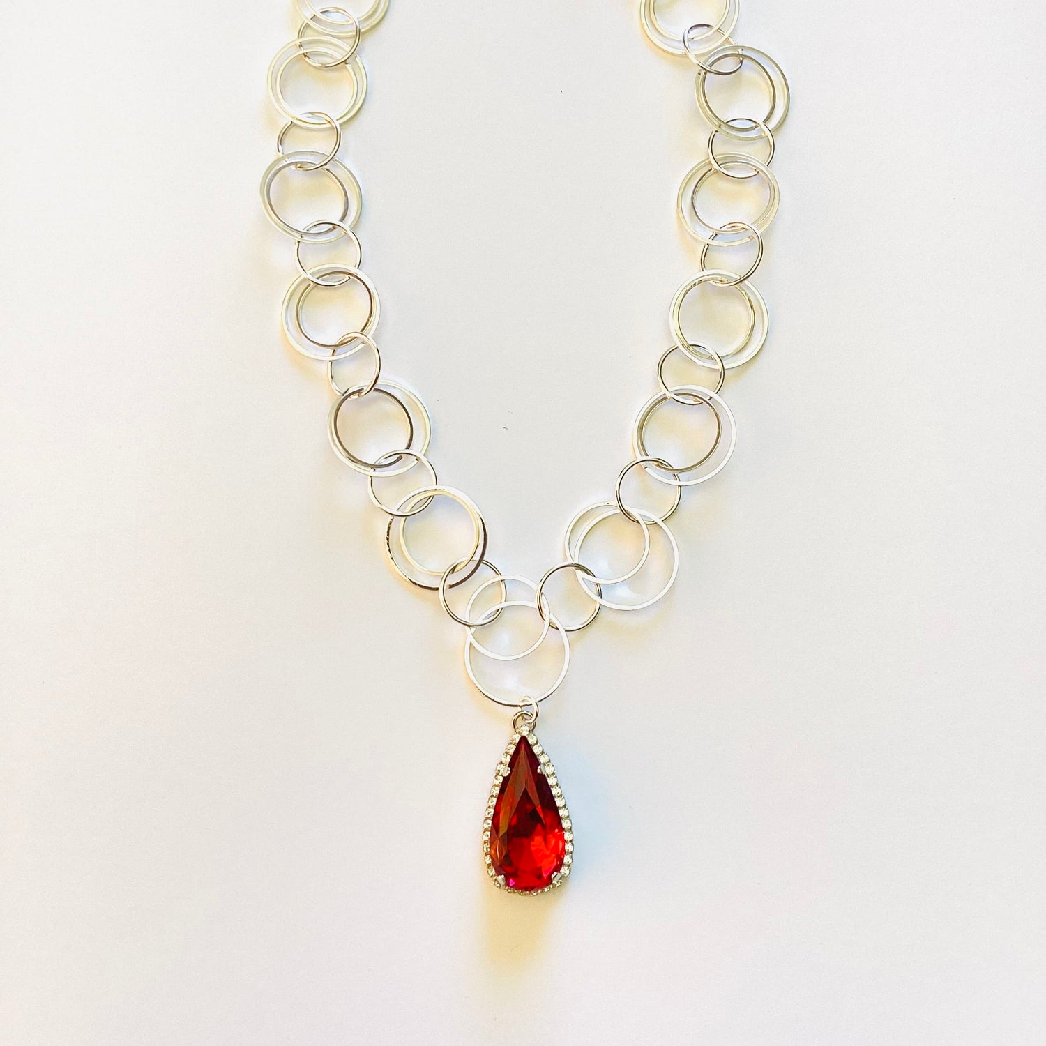 Loopy Statement Pendant Necklace in Scarlet - KaraMarie