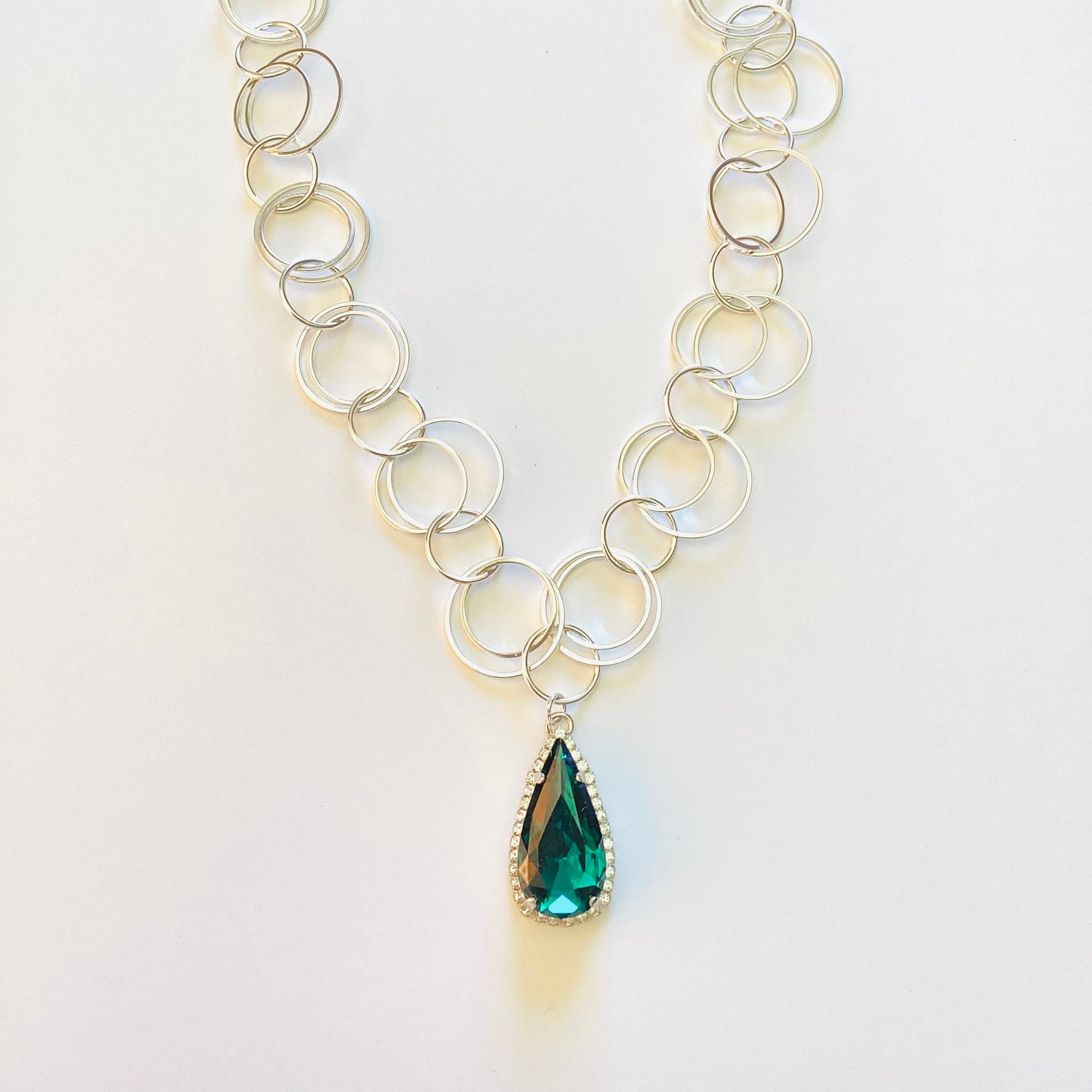 Loopy Statement Pendant Necklace in Emerald