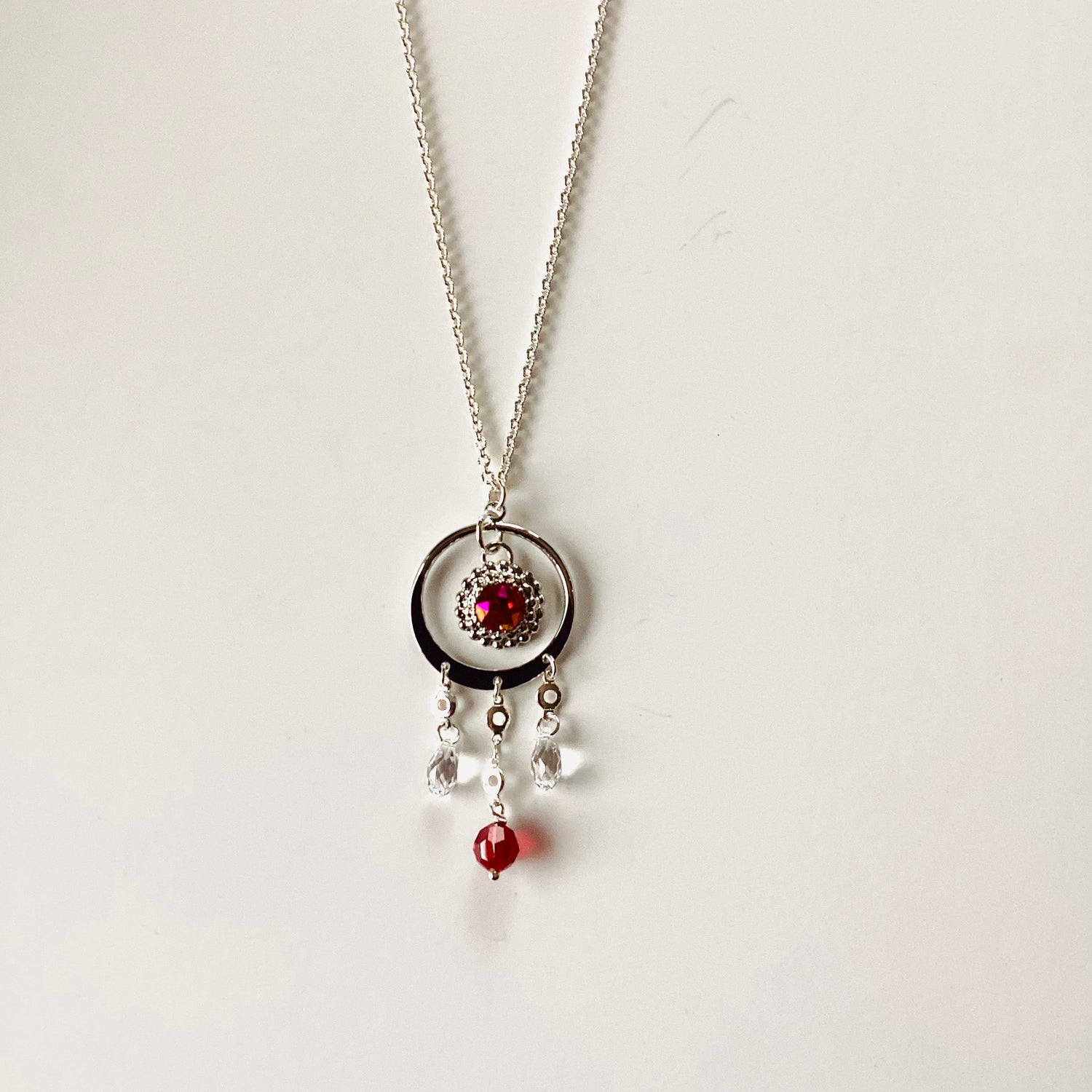 Red Dreamcatcher Necklace in Light Siam Lemon