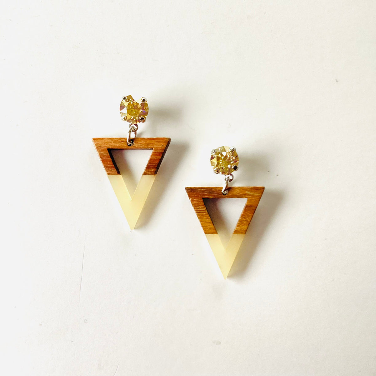 Wooden Spike Earrings in Champagne - KaraMarie