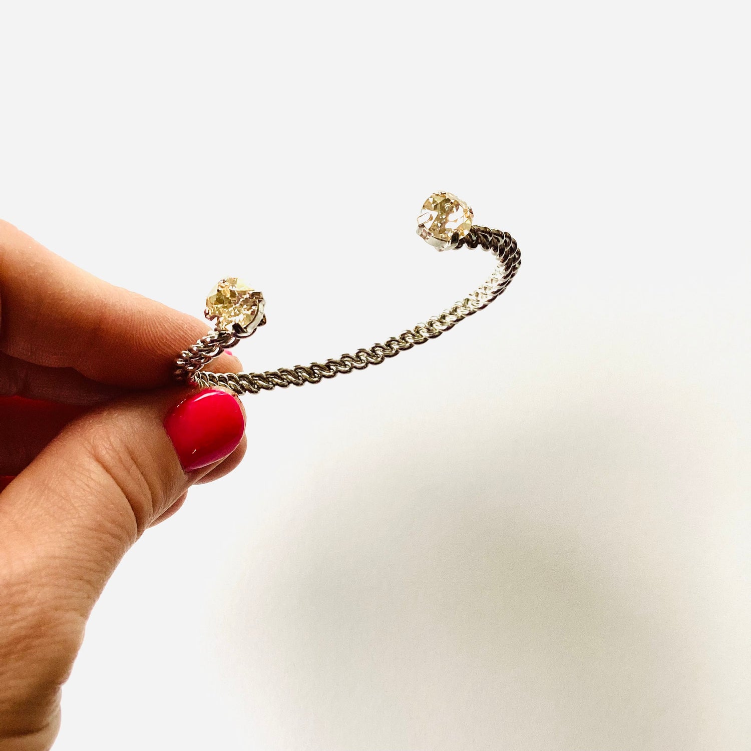 Braided Open Bangle Bracelet in Champagne - KaraMarie