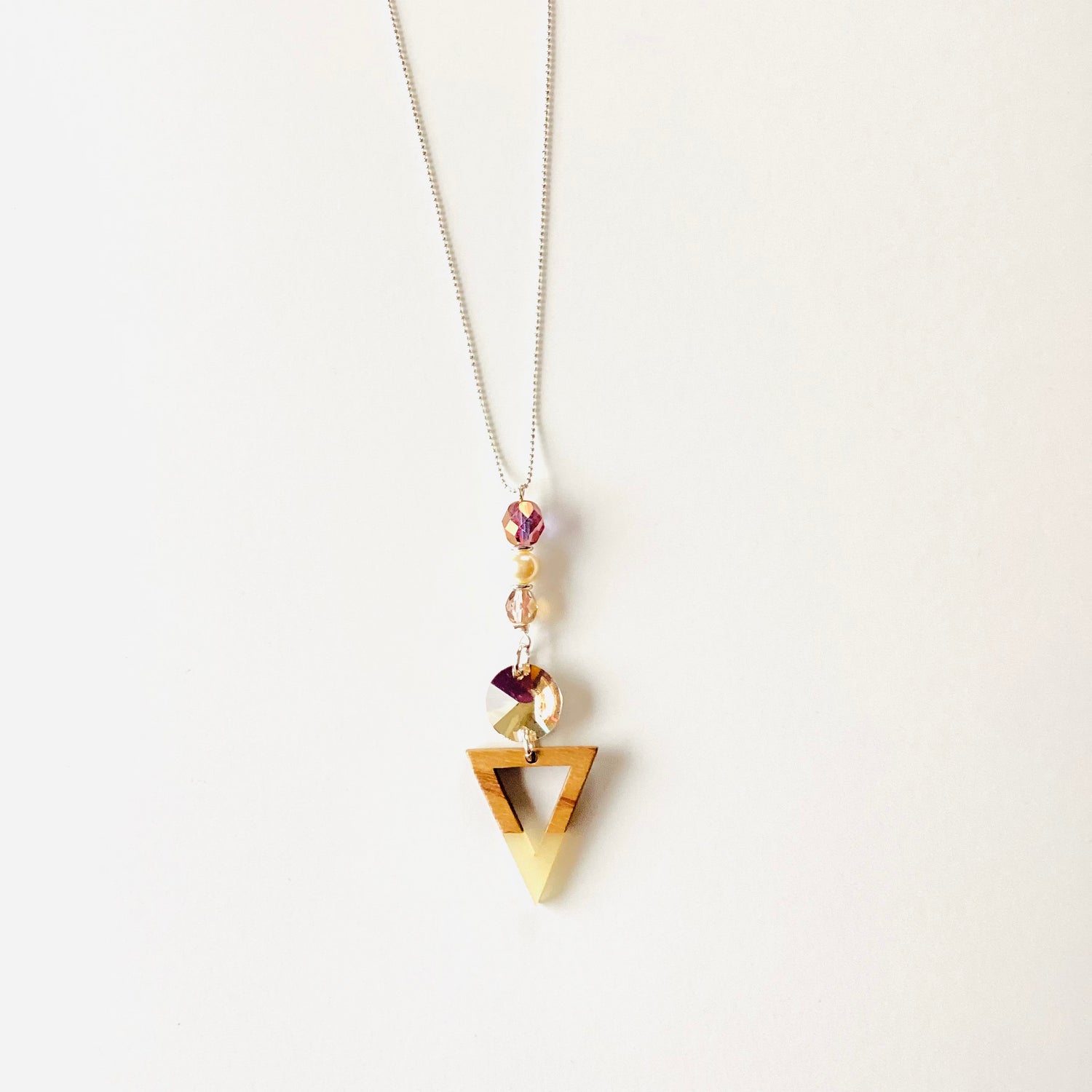 Wooden Spike Necklace in Champagne Hues - KaraMarie