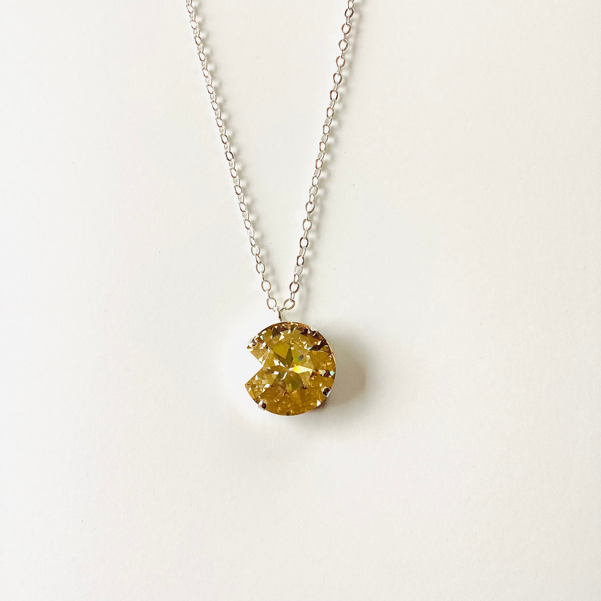 Large Stone Pendant Necklace in Champagne - KaraMarie
