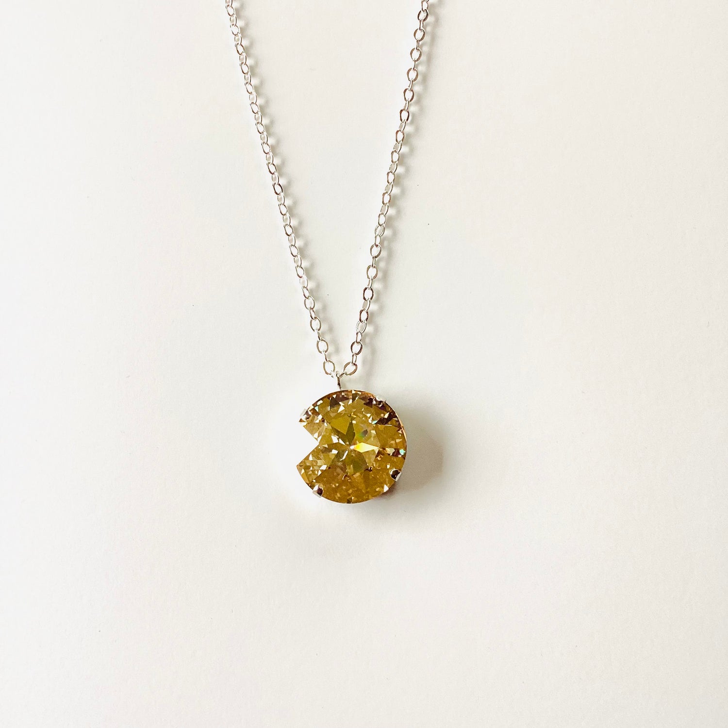Large Stone Pendant Necklace in Champagne - KaraMarie
