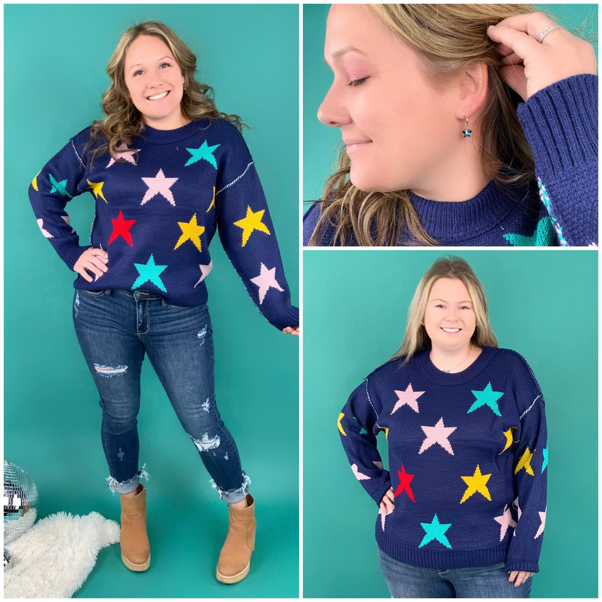 Star Earrings in Bermuda Blue - KaraMarie