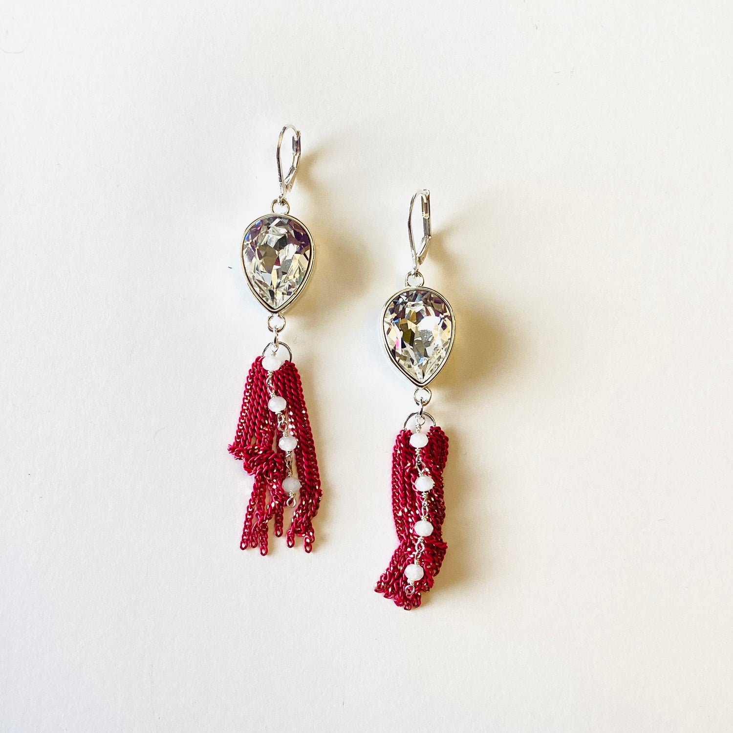 Crystal Pear Fringe Earrings