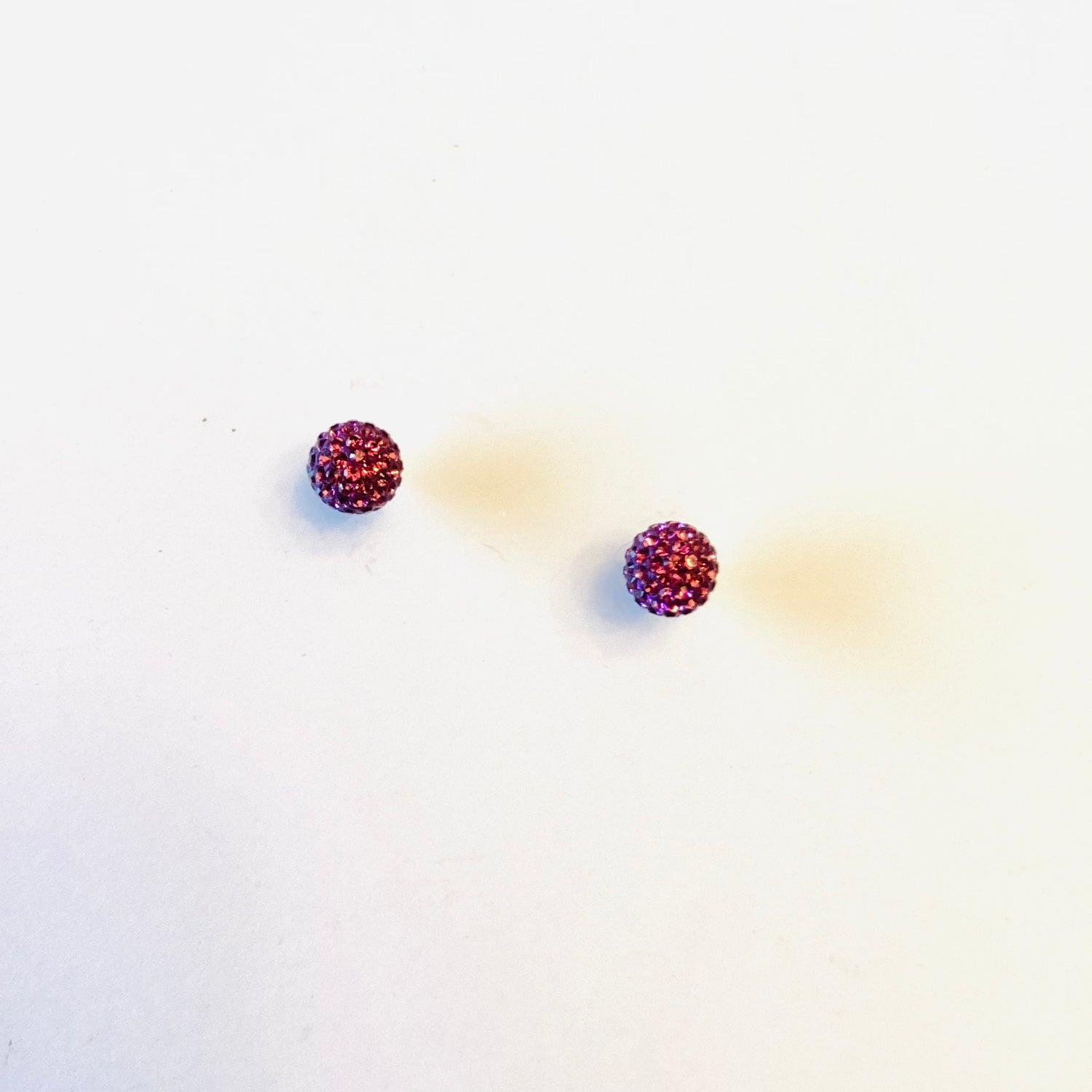 8mm Pave Ball Post Earring in Amethyst