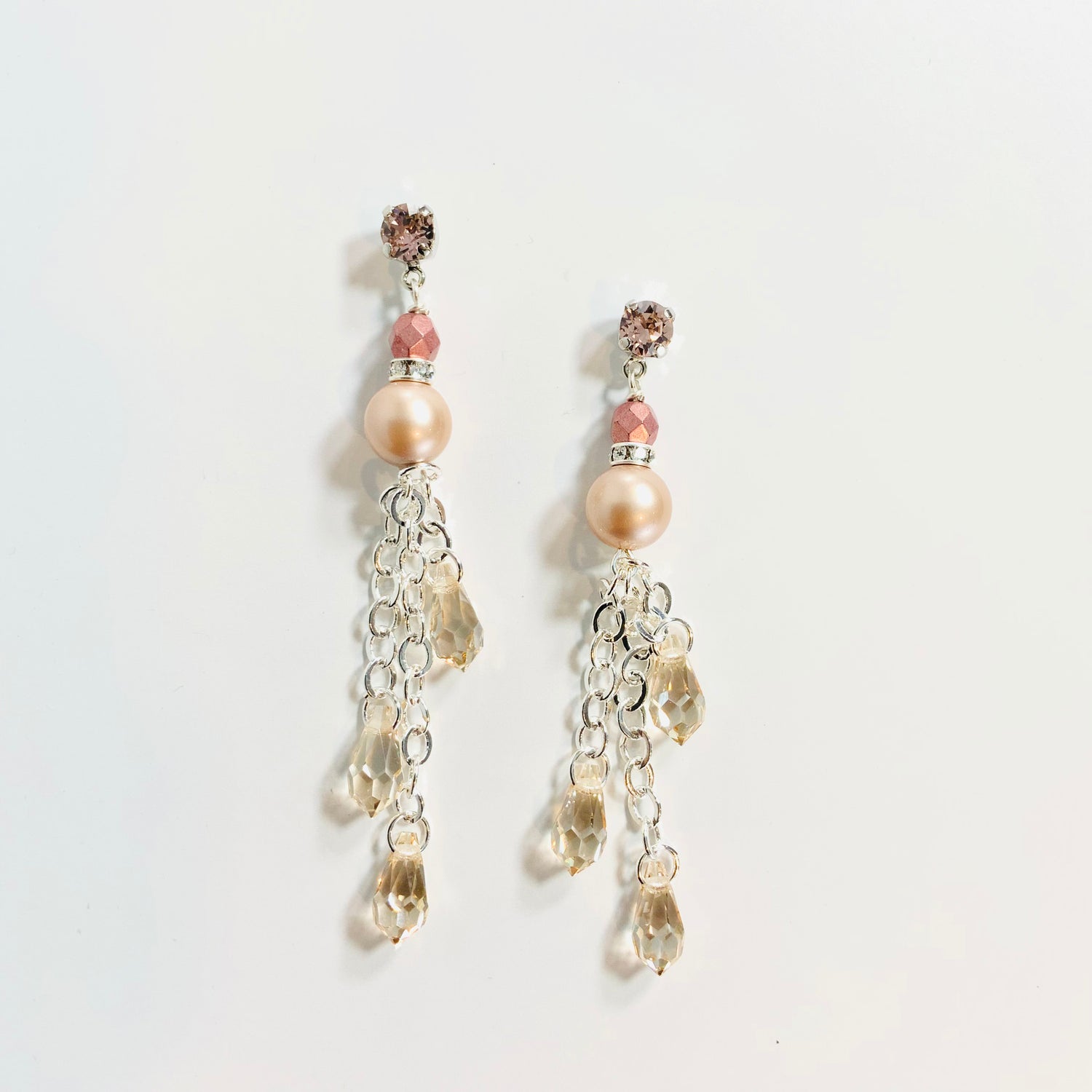 Rose Gold Silk Champagne Earrings