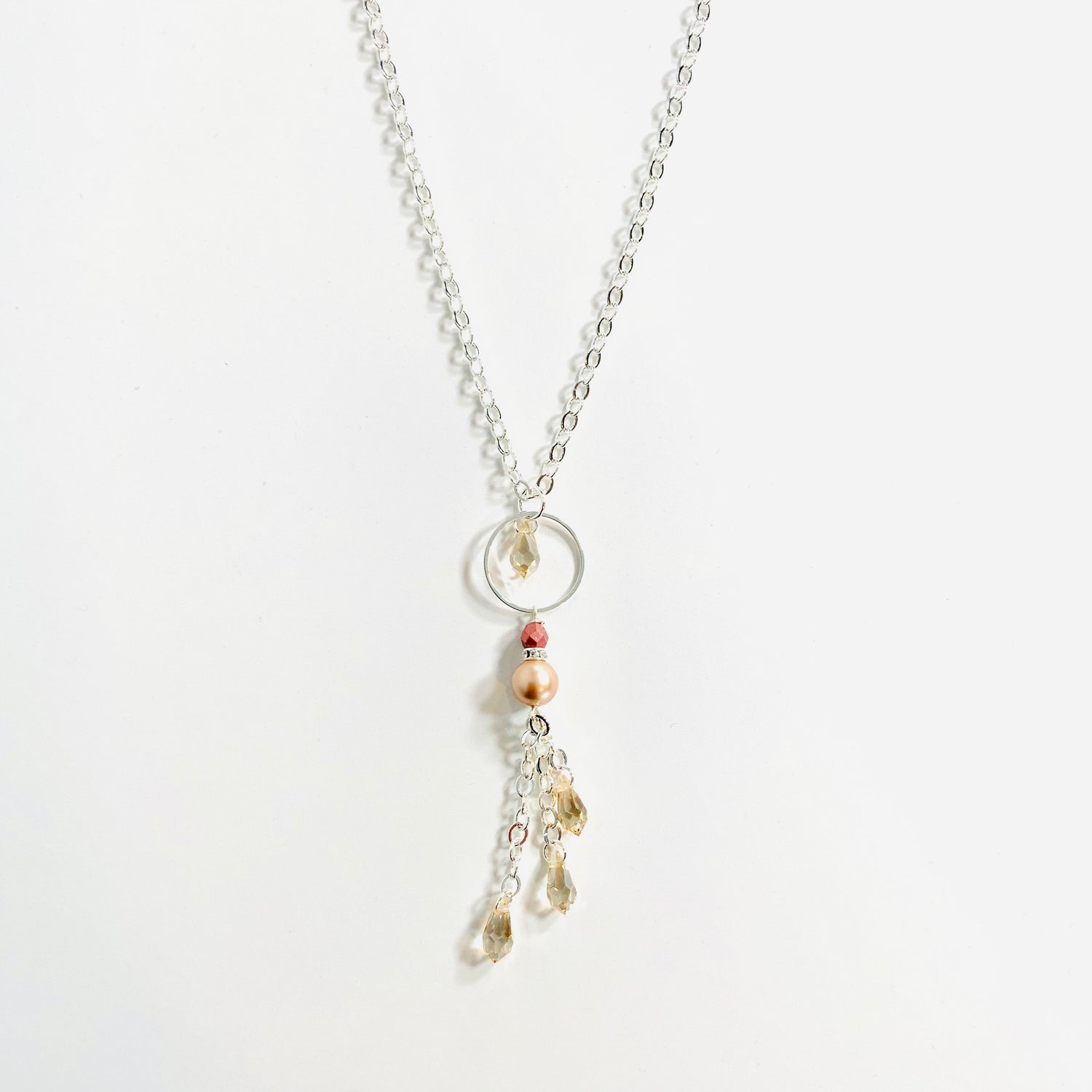 Rose Gold Silk Champagne Long Necklace