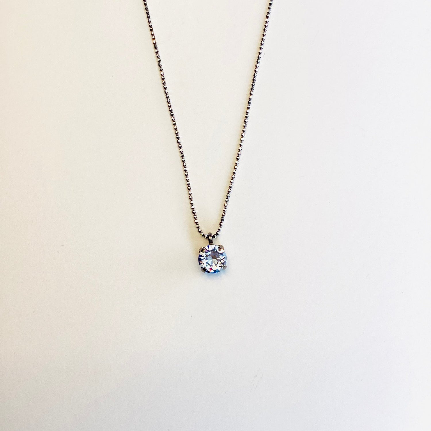 Simple Pendant Necklace in Light Sapphire {Black Metal}