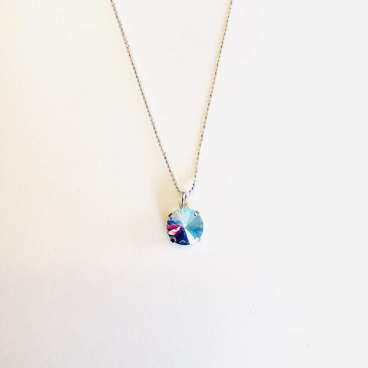 12mm Rivoli Pendant Necklace in Light Sapphire Shimmer