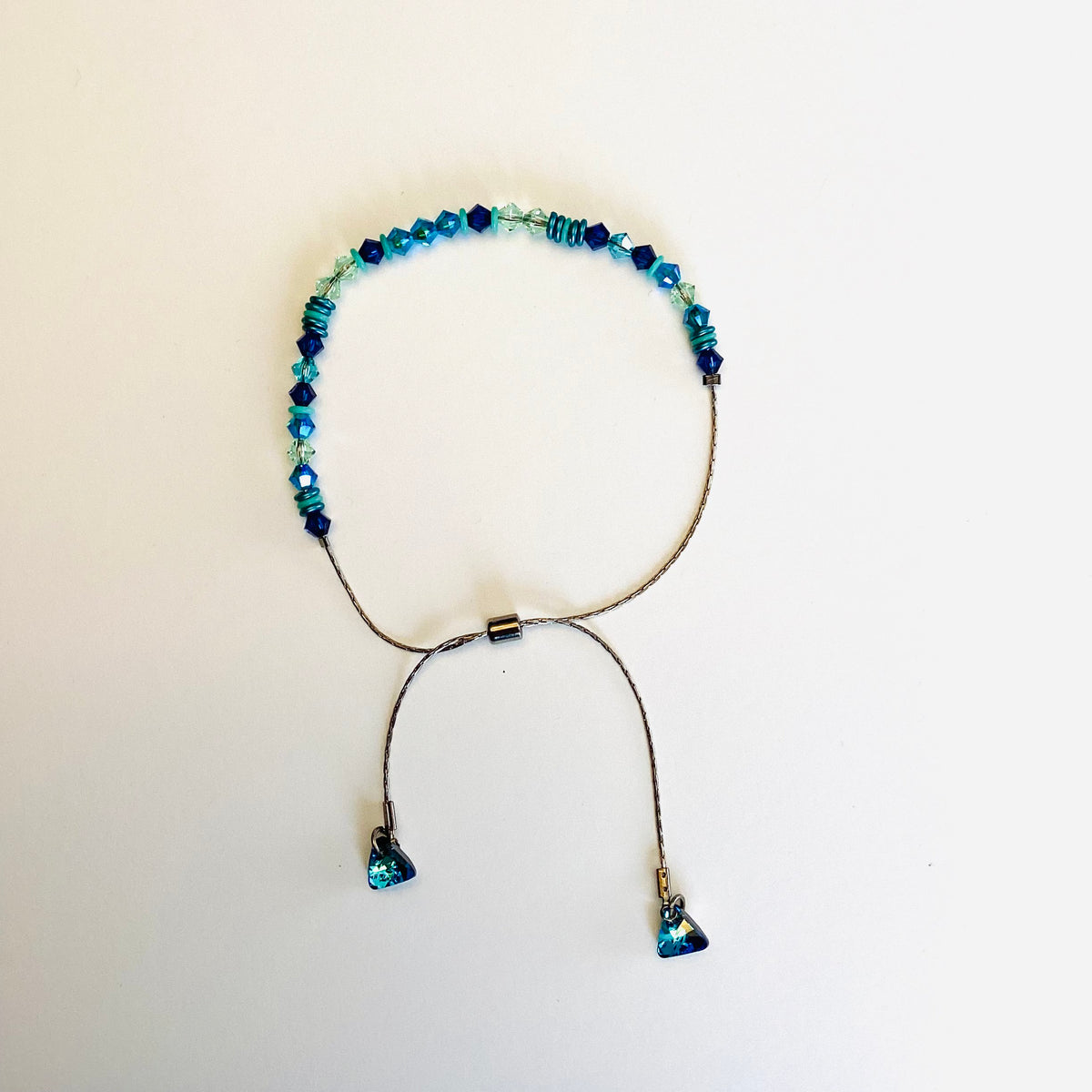 Simple Beaded Adjustable Bracelet in Blue Hues - KaraMarie