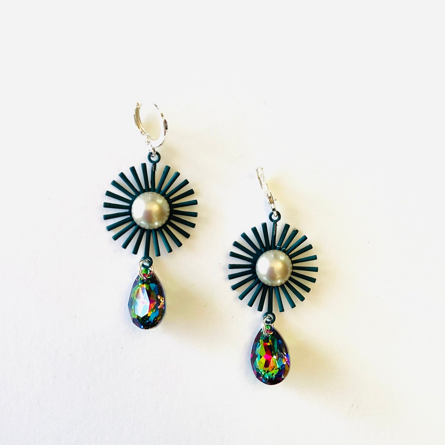 Green Sunburst Earrings