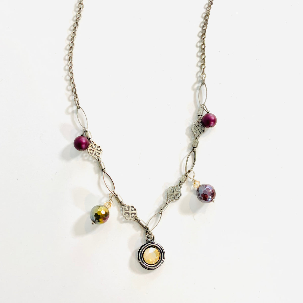 Charm Necklace featuring White Opal Golden Shadow - KaraMarie