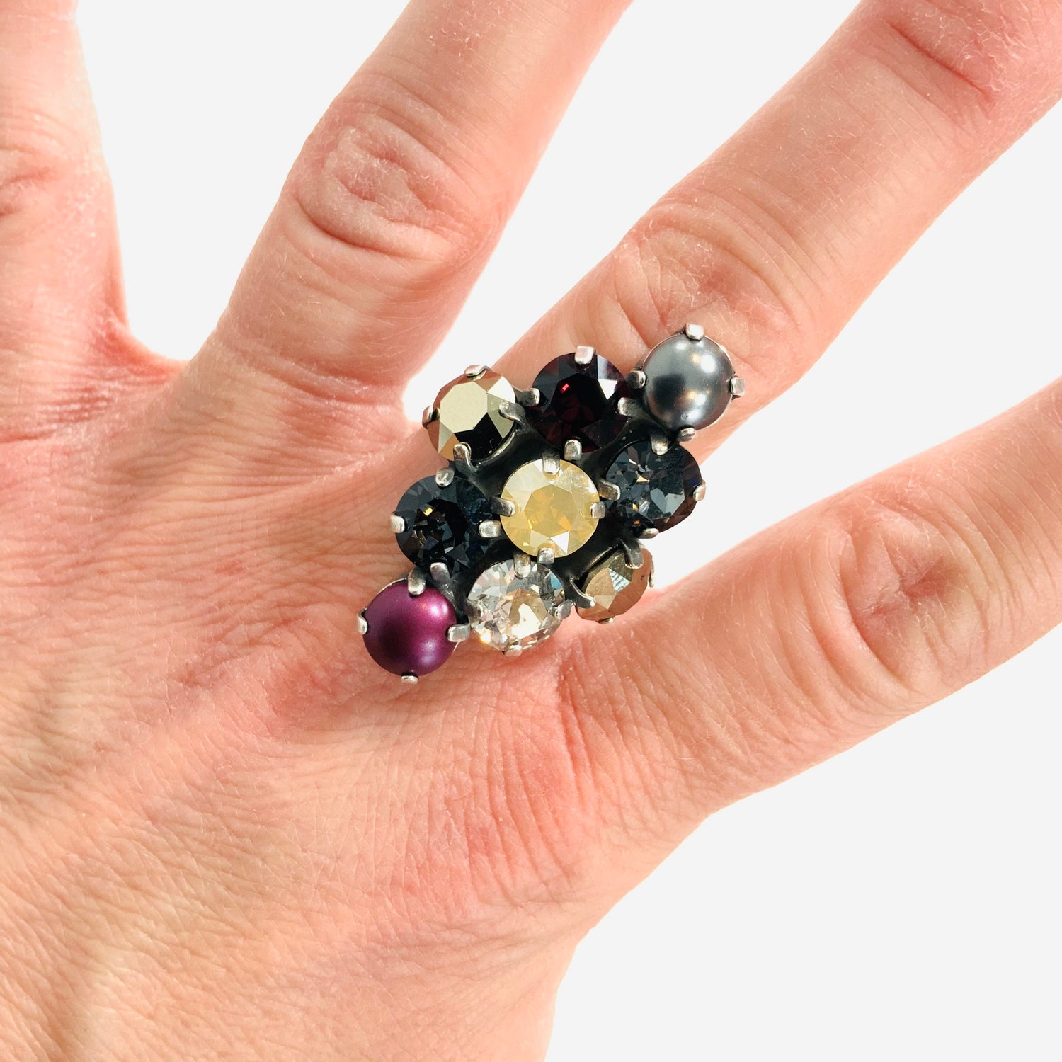 Polka Dot Ring featuring White Opal Golden Shadow