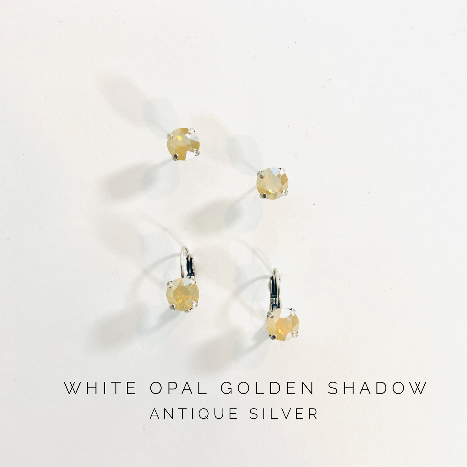 8mm Drop OR Post featuring White Opal Golden Shadow