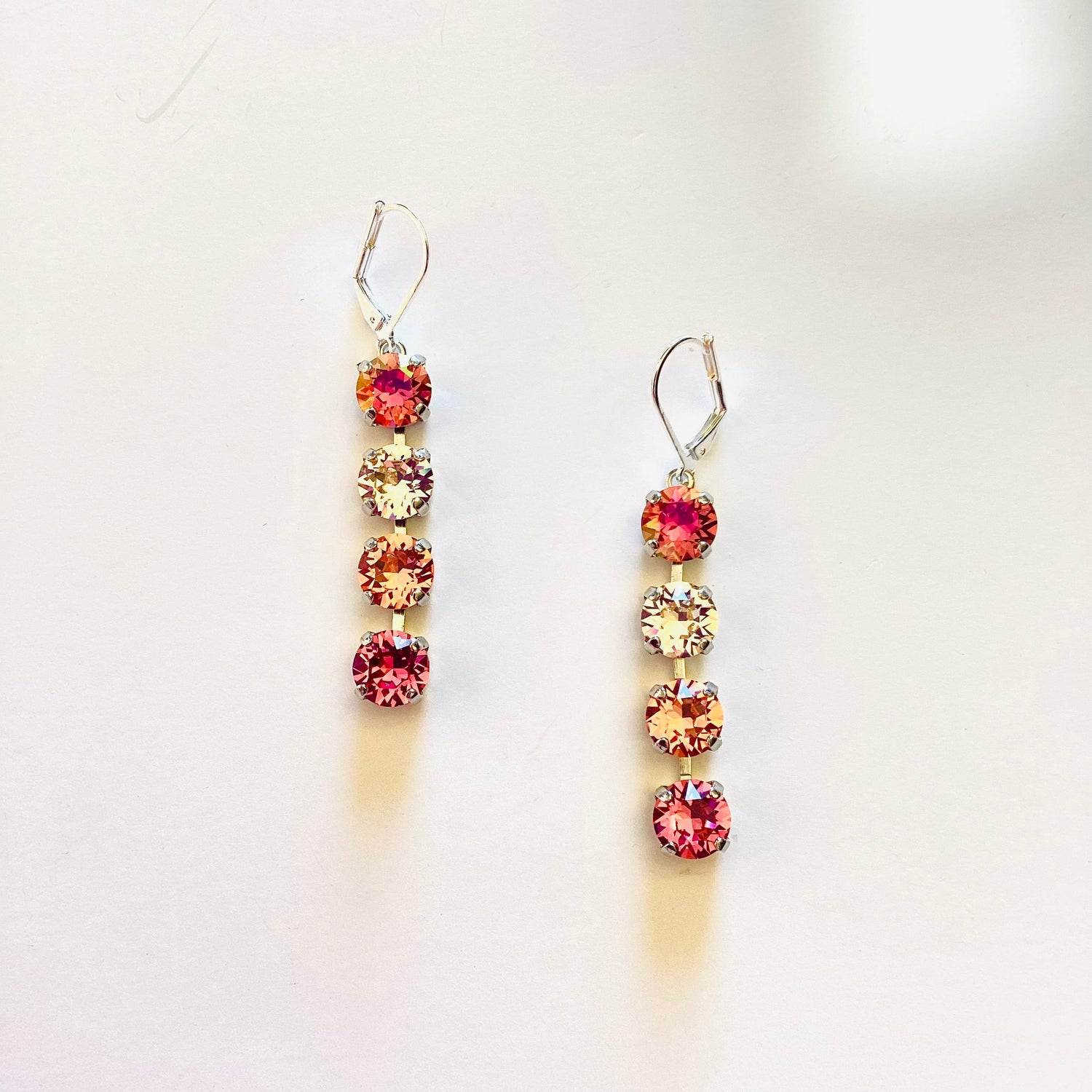 Diamond Drop Earring in Pink Hues