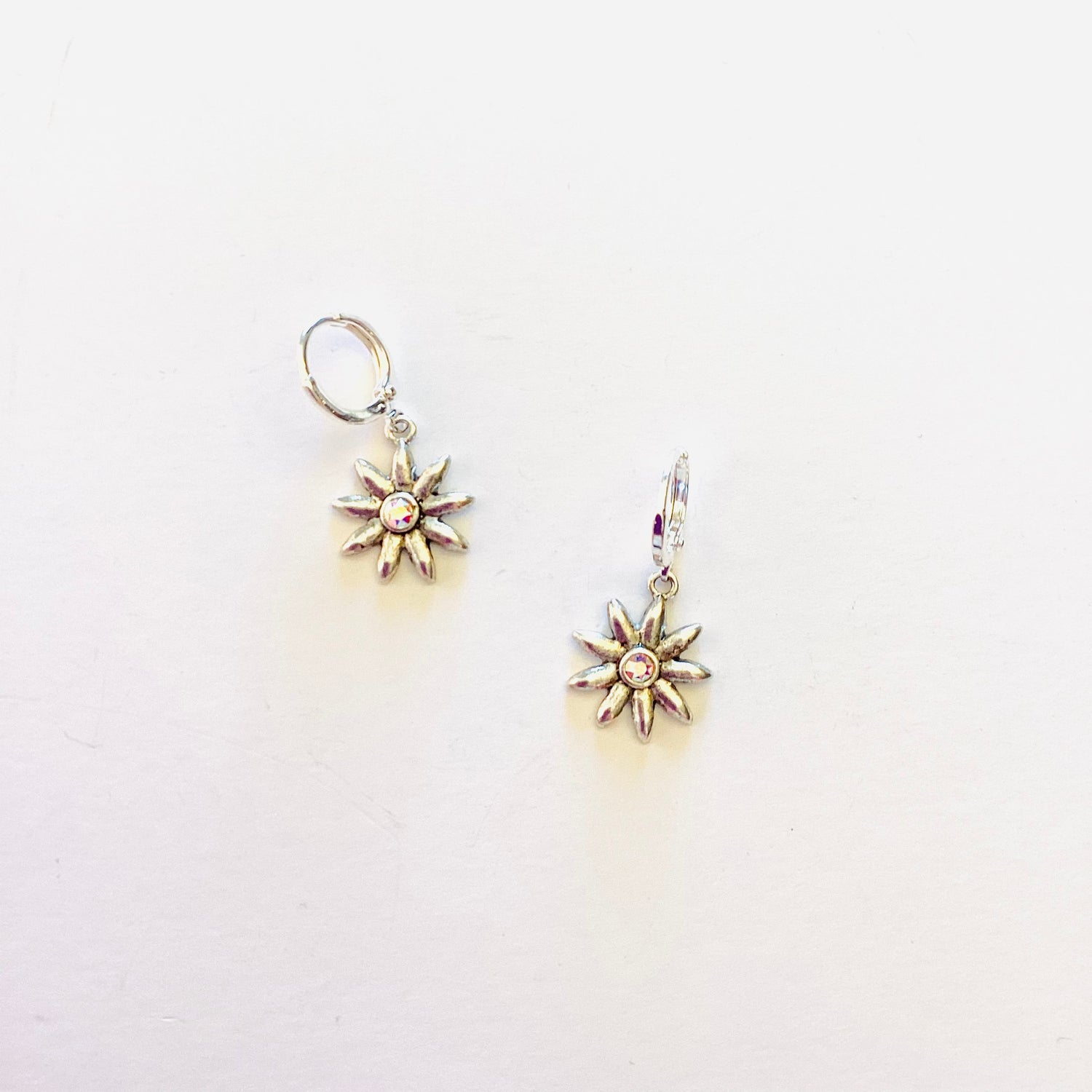 Floral Sunburst Huggie Earrings in AB