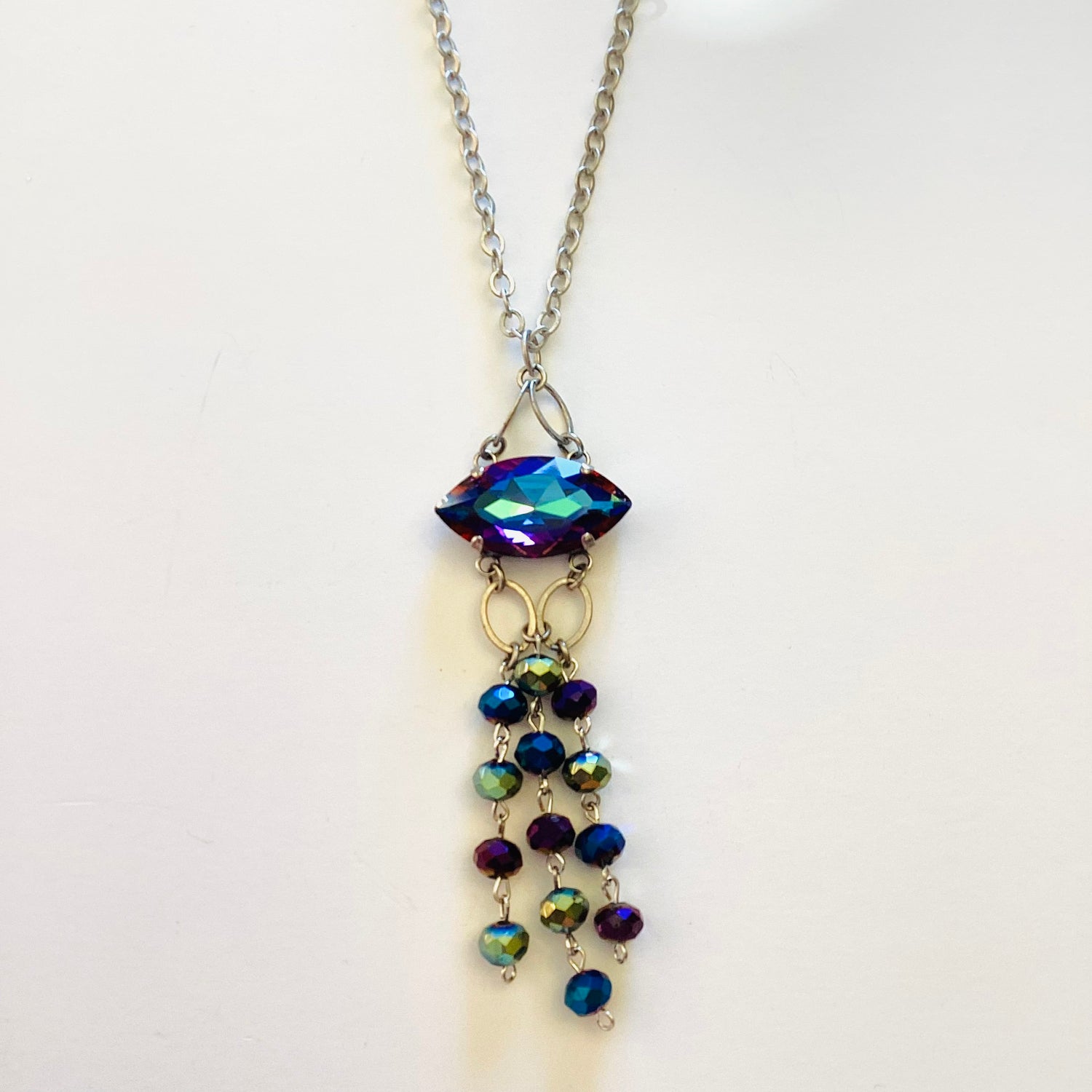 Galaxy Fringe Large Stone Pendant Necklace in Electra