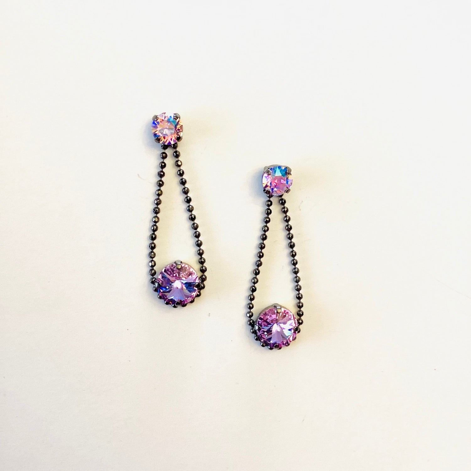 Rope Drop Earring in Violet/Violet AB {Black Metal} - KaraMarie