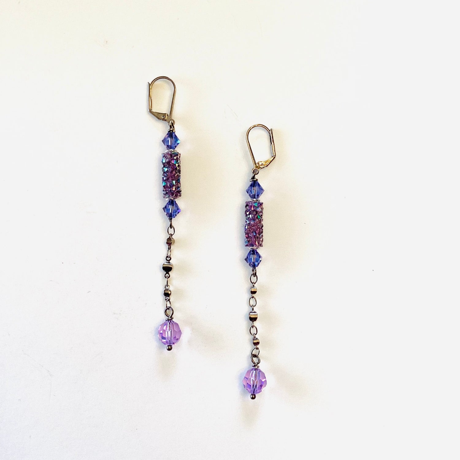 Crushed Rock Drop Earrings in Amethyst Paradise Shine {Black Metal}