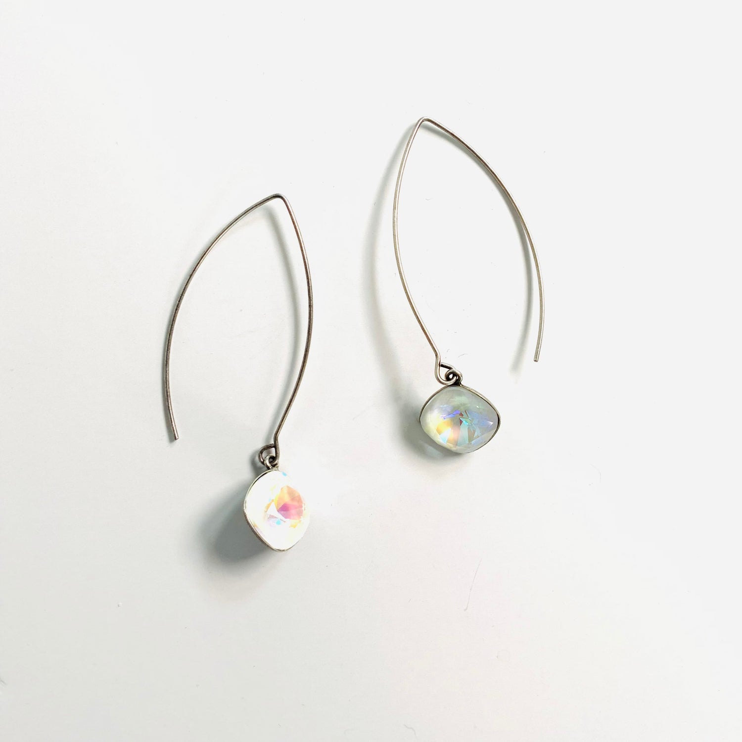 12mm Square Cushion Earrings in White DeLite