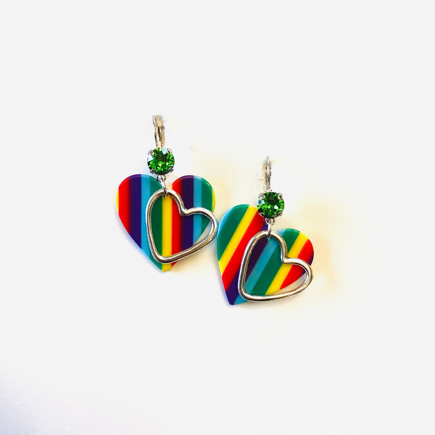 Rainbow Heart Drop Earrings