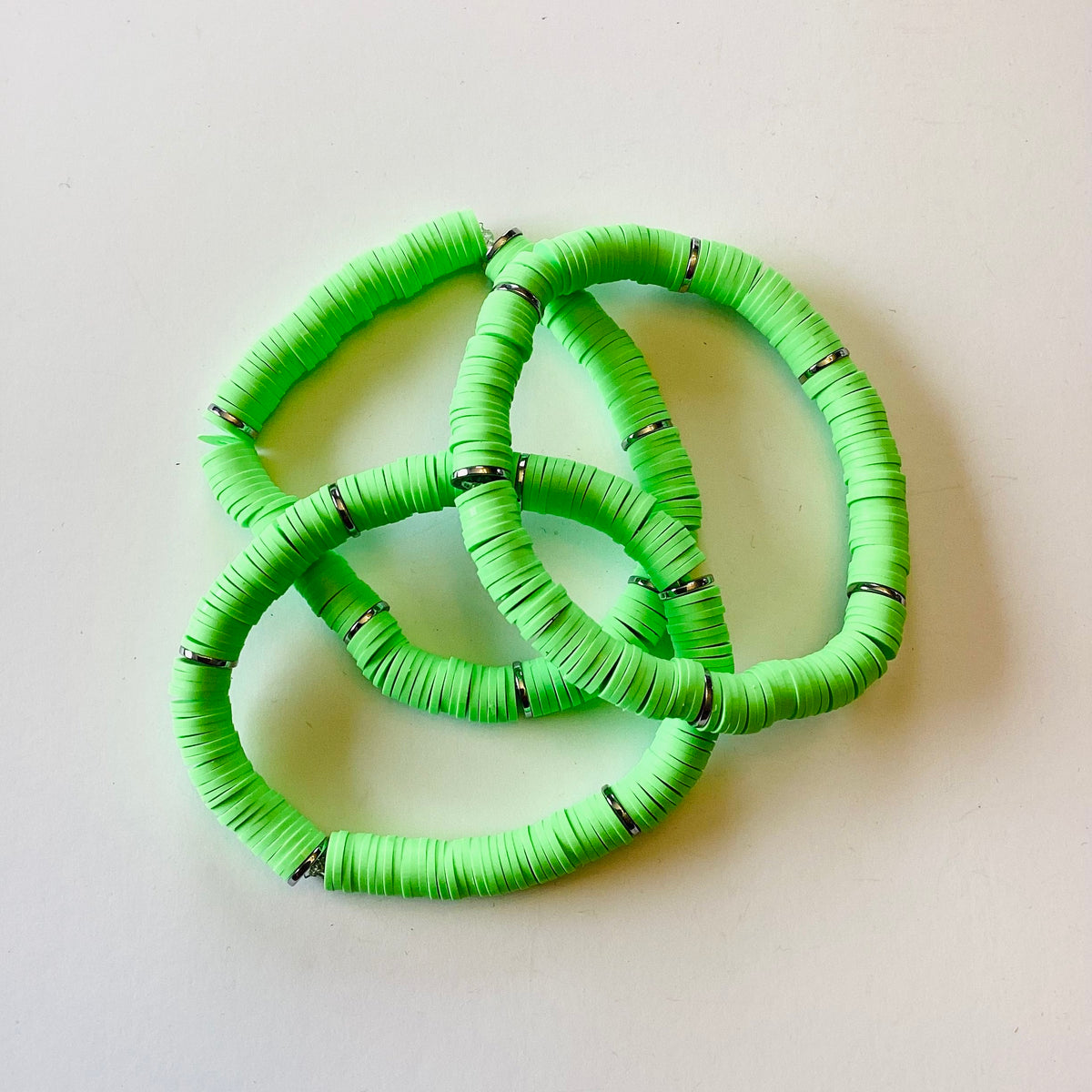 Lime :: Heishi Stretch Bracelet {NO CHARM} - KaraMarie