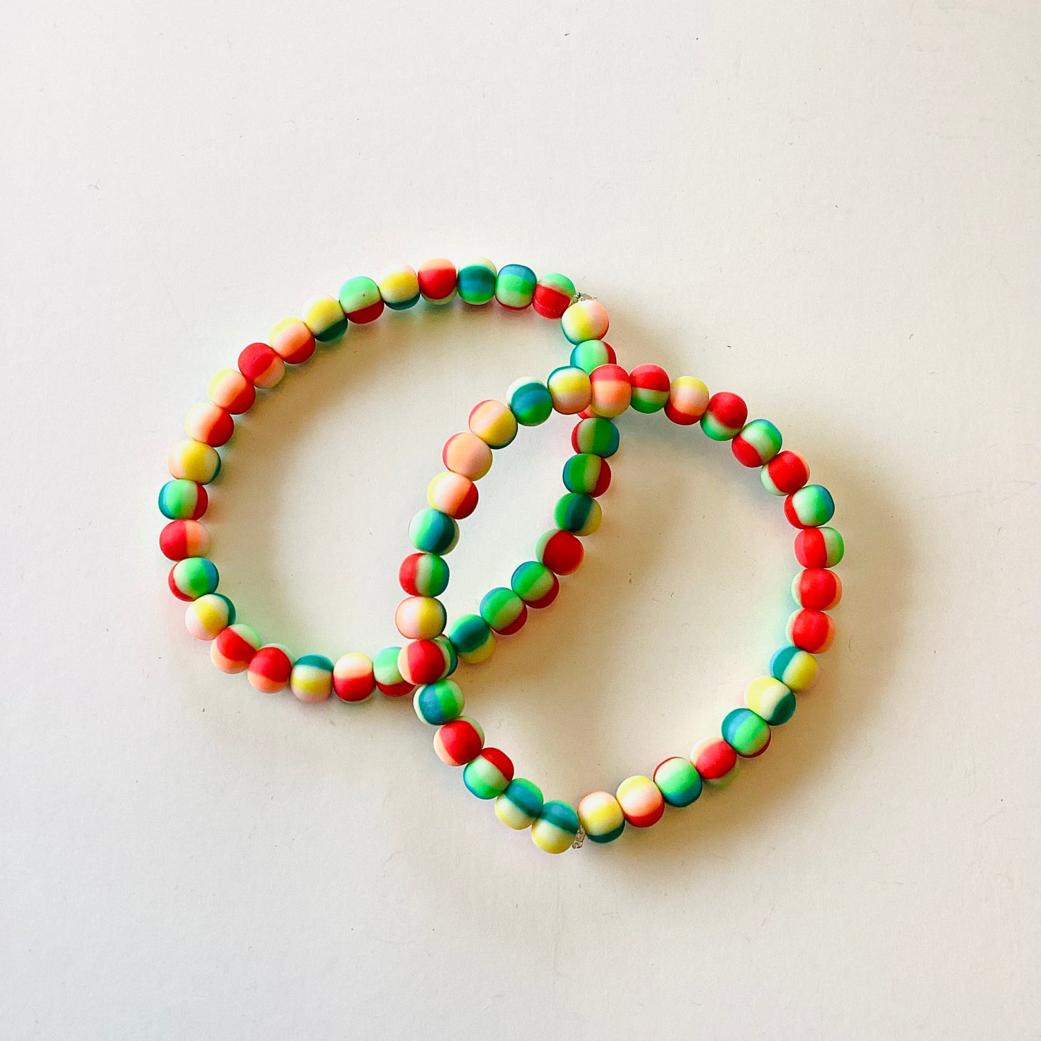 Rainbow :: Ball Polymer Clay Stretch Bracelet {NO CHARM}