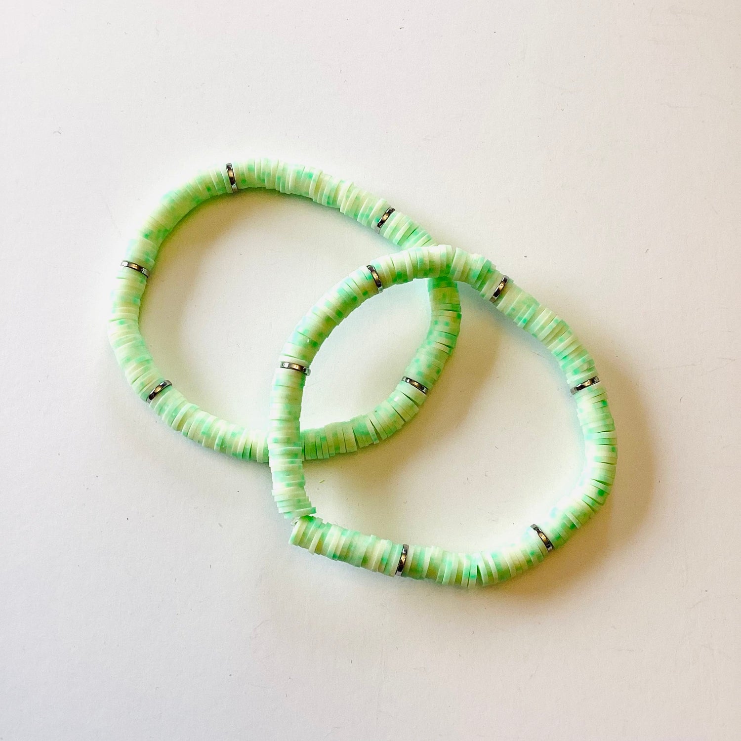 Mint Confetti :: 6mm Heishi Stretch Bracelet {NO CHARM}