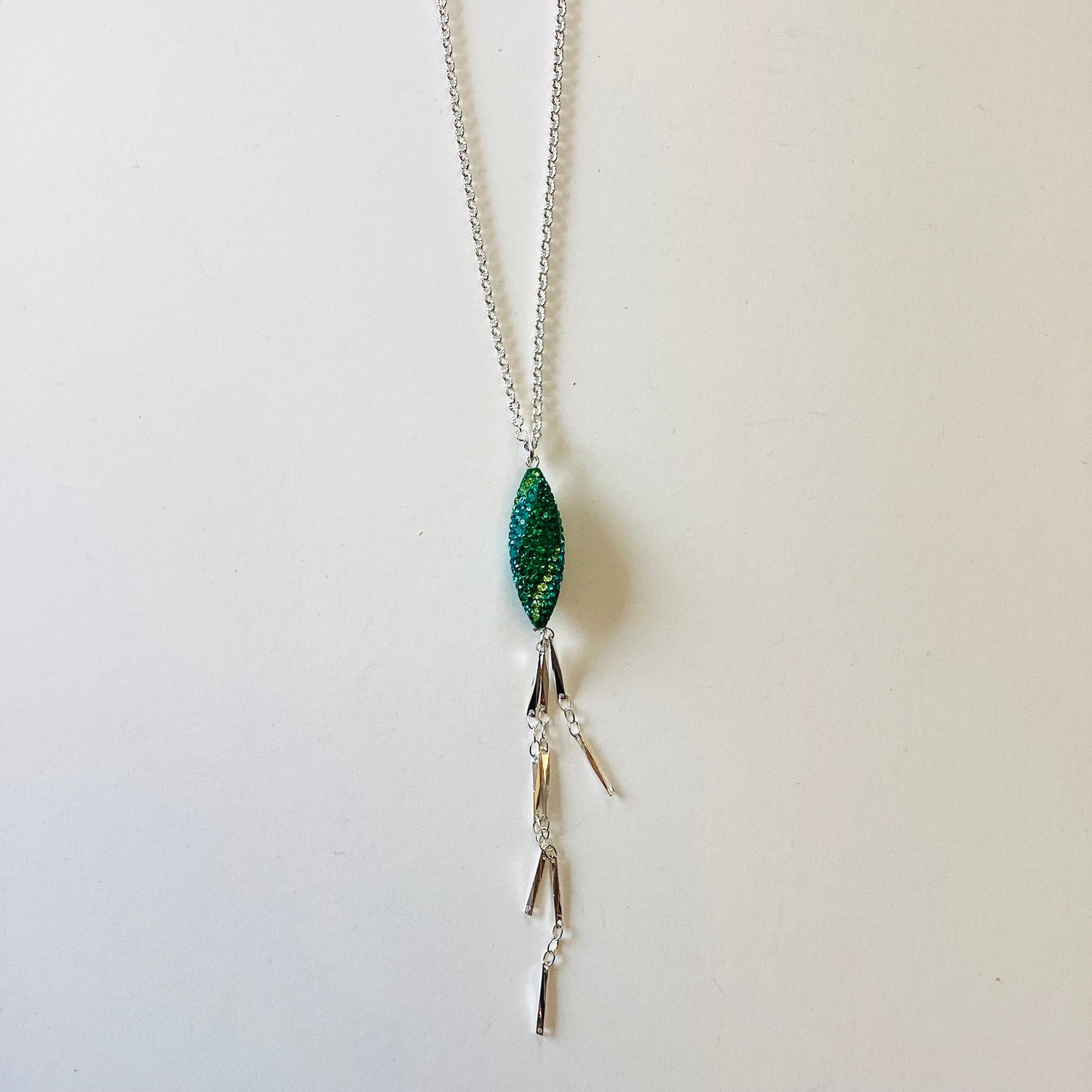 Hues of Green Swirl Long Necklace