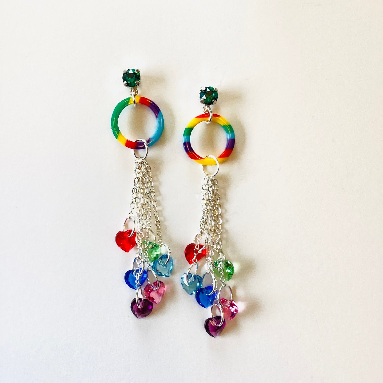 Rainbow Raindrop Fringe Earrings