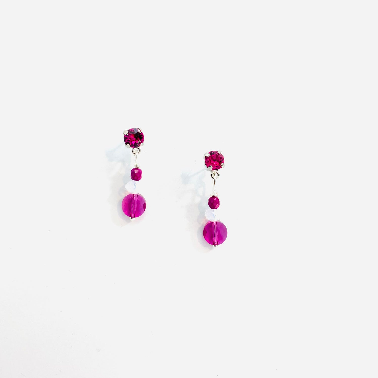 Dainty Fuchsia Drop Earrings