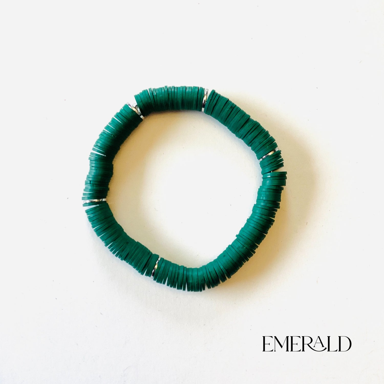 Emerald :: Heishi Stretch Bracelet {NO CHARM} - KaraMarie