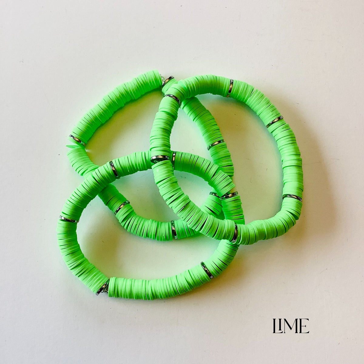 Lime :: Heishi Stretch Bracelet {NO CHARM} - KaraMarie
