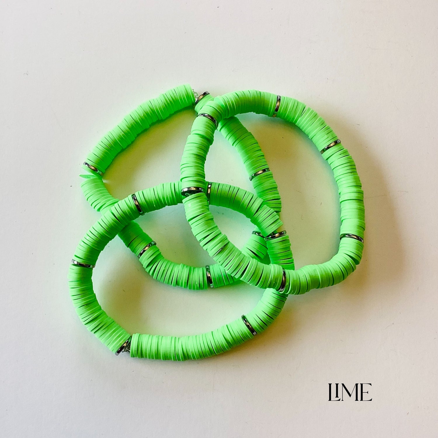 Lime :: Heishi Stretch Bracelet {NO CHARM} - KaraMarie