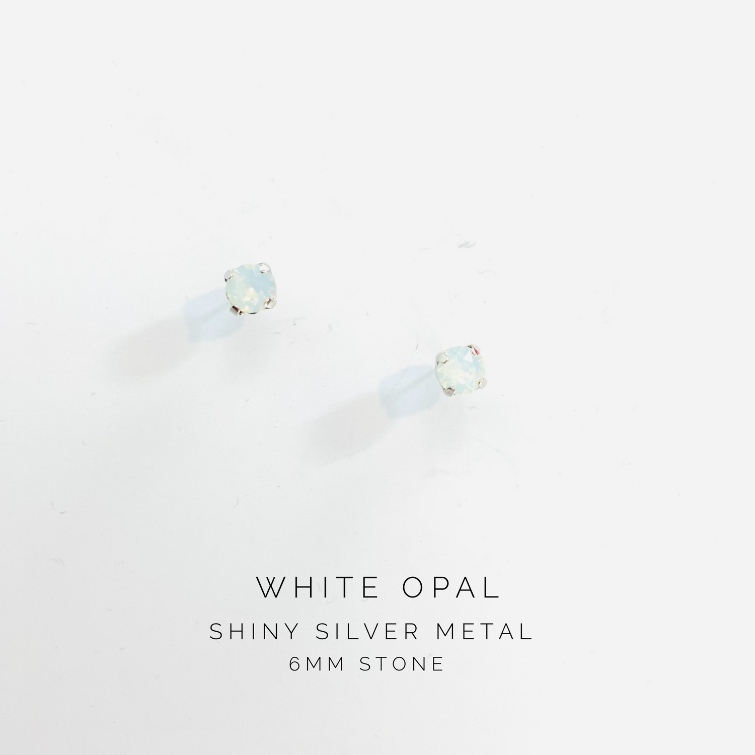 6mm Drop OR Post featuring White Opal