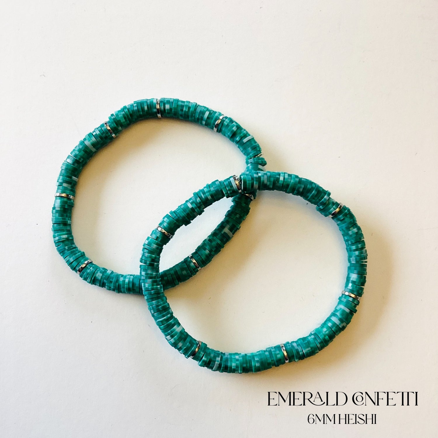 Emerald Confetti :: 6mm Heishi Stretch Bracelet {NO CHARM} - KaraMarie