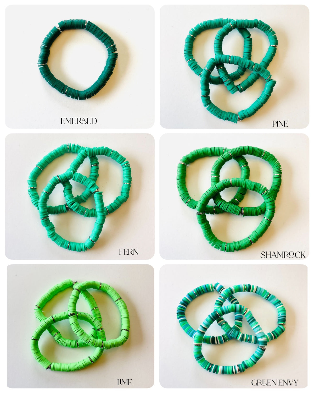 Emerald :: Heishi Stretch Bracelet {NO CHARM} - KaraMarie