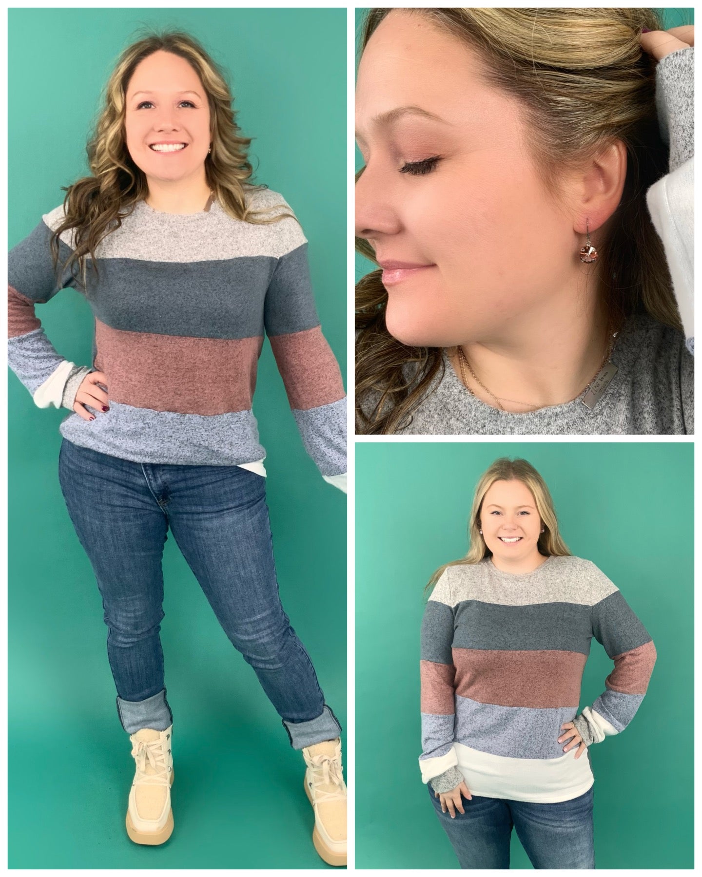 12mm Rivoli Drop Earring in Rose Champagne