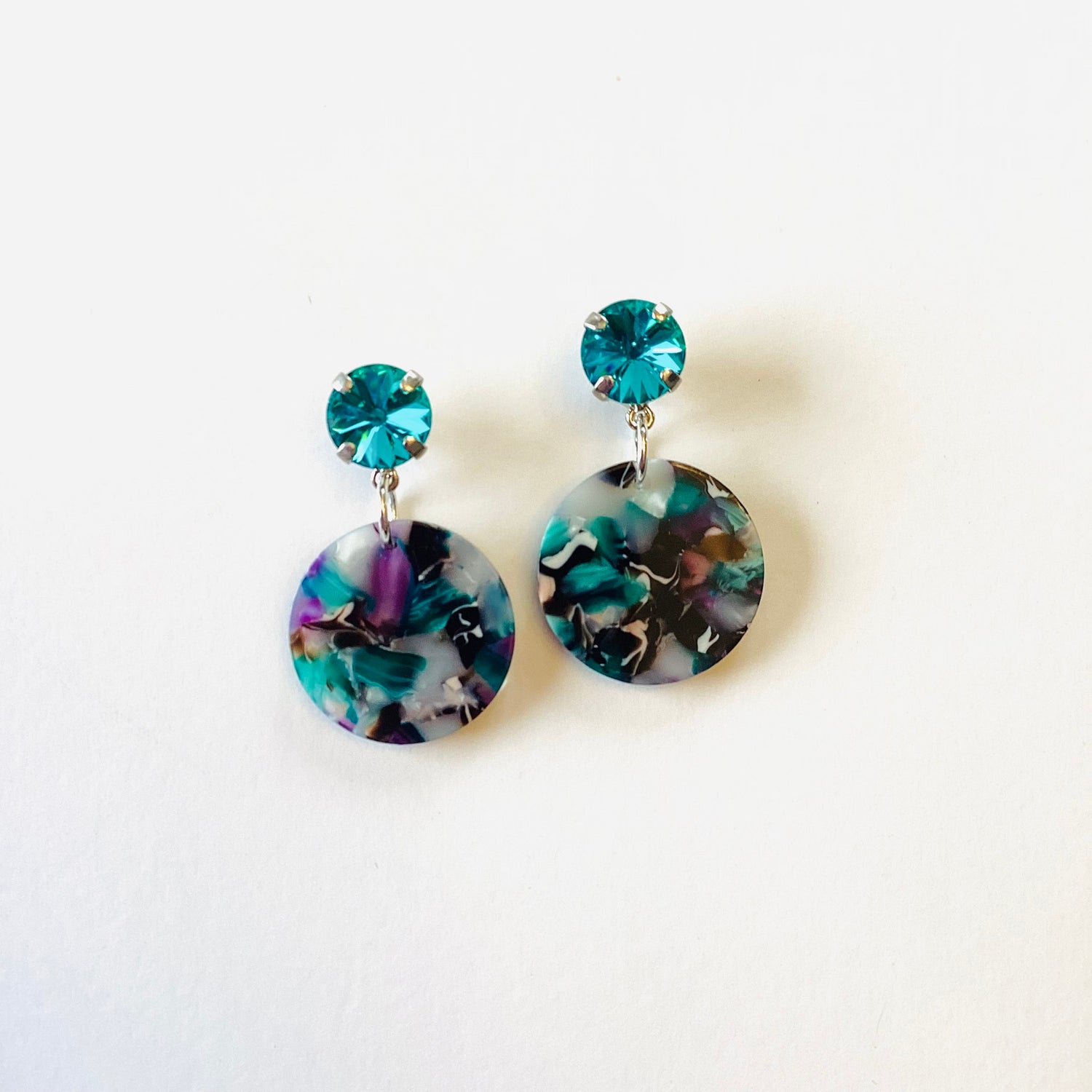 Teal Galaxy Drop Earrings