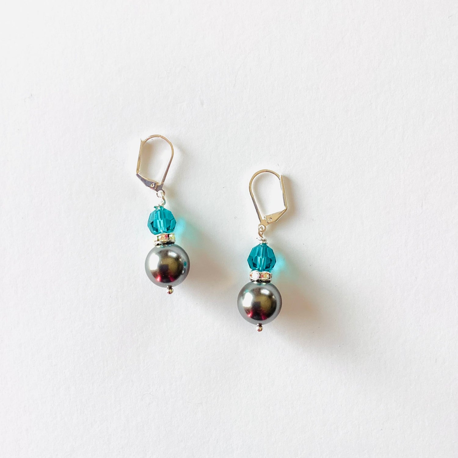 Simple Drop Earring in Teal/Grey