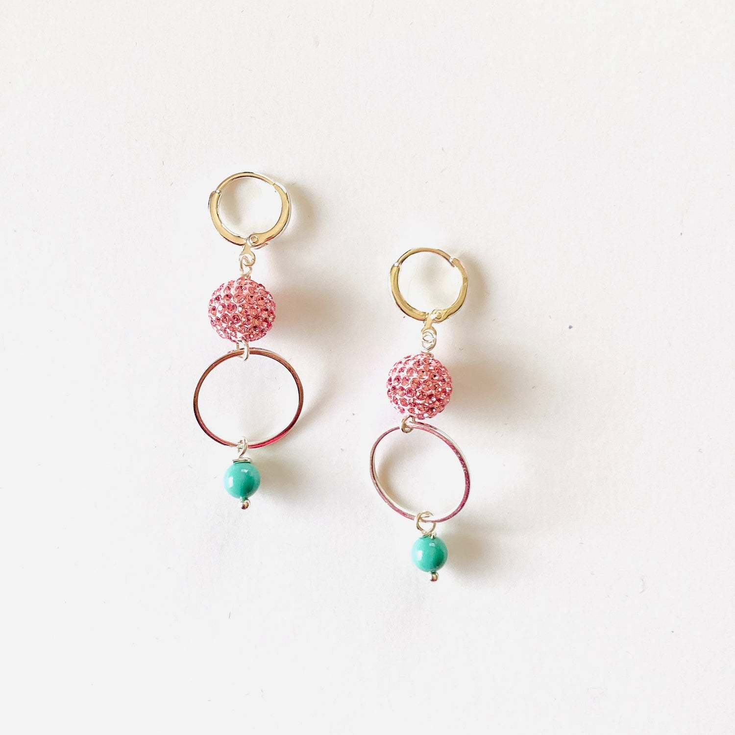 Jade + Pink Shimmering Drop Earrings