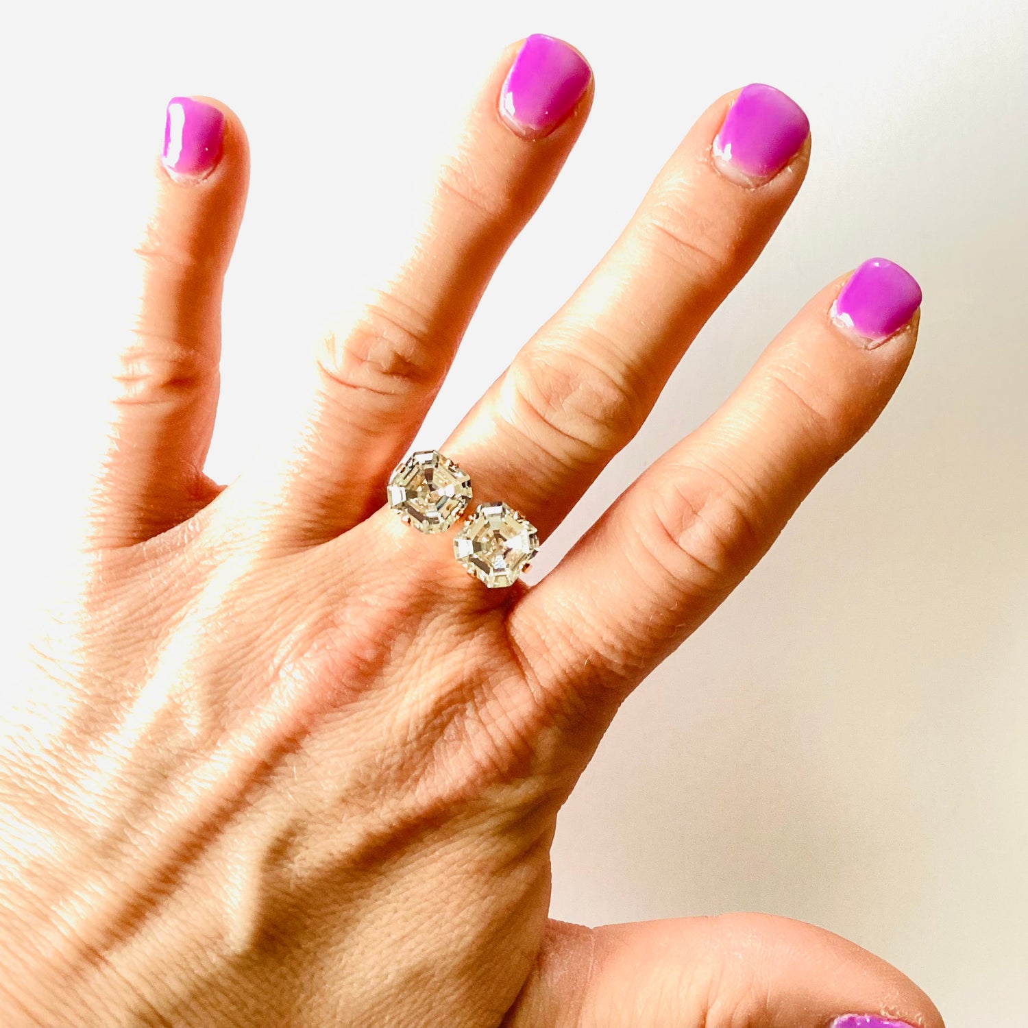 Mirrors Double Crystal Ring - Crystal/Rose Gold