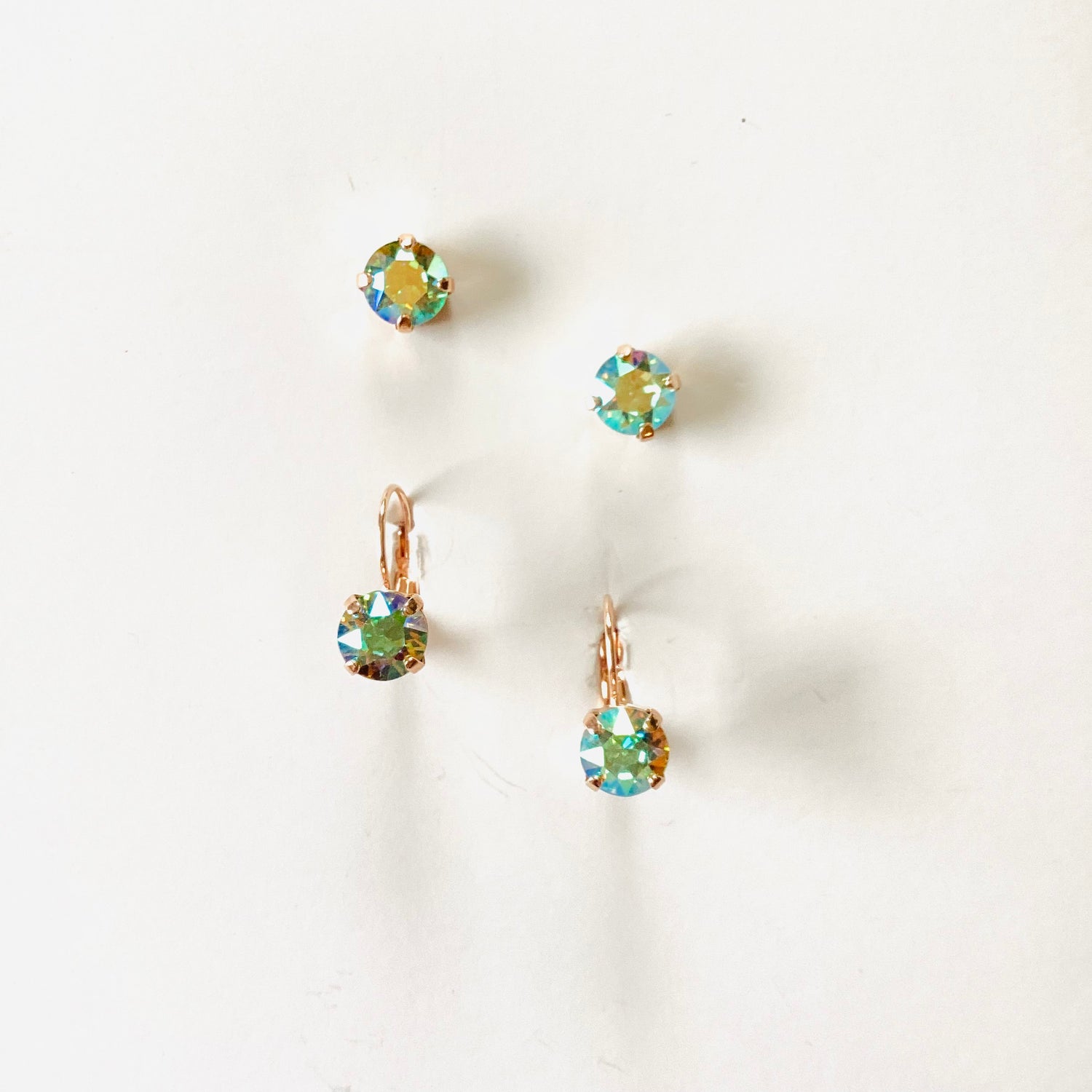 8mm Drop OR Post - Chrysolite AB {Rose Gold Metal} - KaraMarie