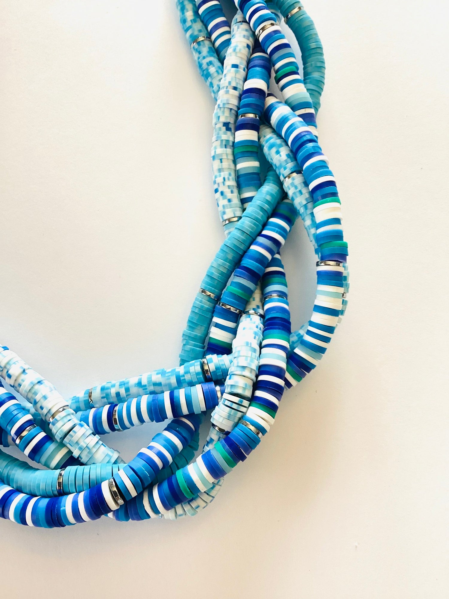 Heishi Braided Statement Necklace in Ocean Breeze
